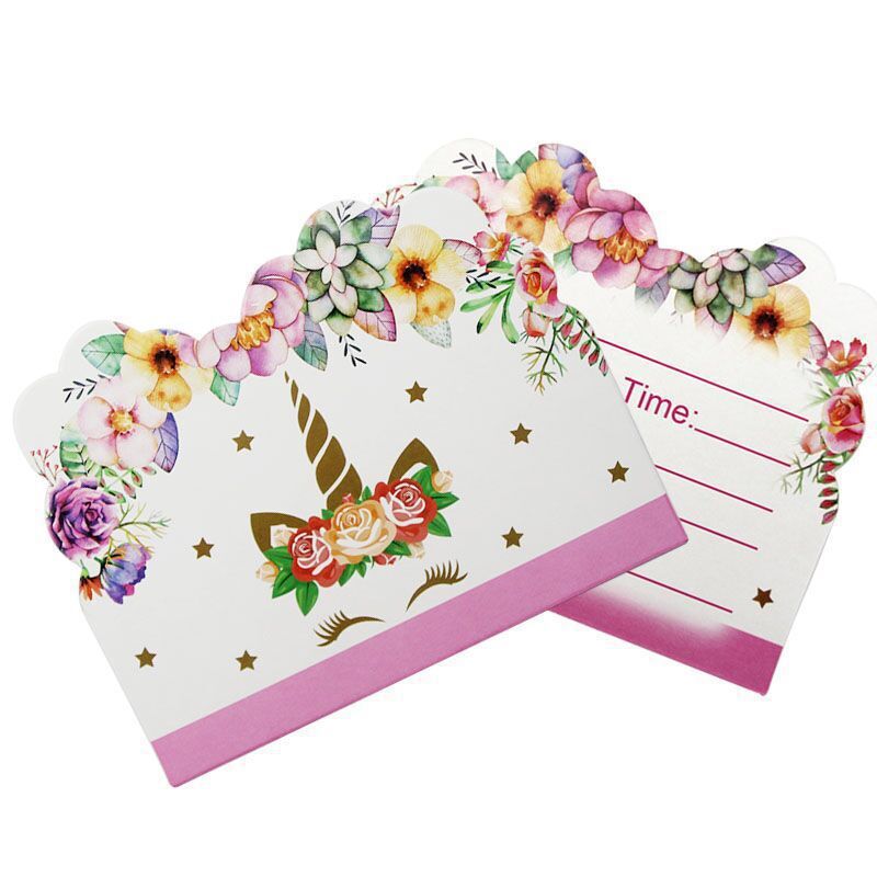 Flor unicornio Rosa plato de papel cuchillo tenedor cuchara cumpleaños mantel los niños decoración del partido suministros