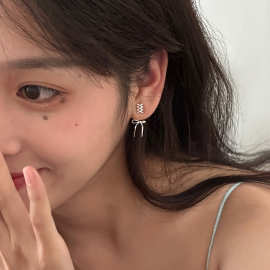 少女可爱风新款蝴蝶结耳钉2025感甜美小清新丝带耳环耳饰批发