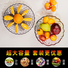 歐式水晶玻璃果盤現代創意客廳家用茶几籃大號家用糖果乾果沙薑茶