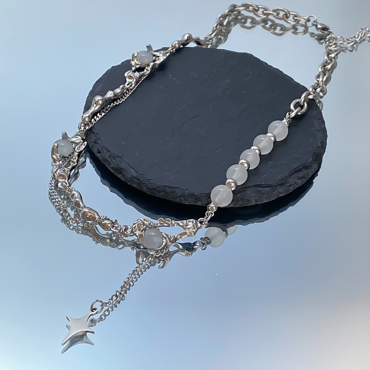 28g Weight Necklace Classification 1 Piece Quantity Daily Occasion Titanium Steel Material Waves Pattern Women'S Gender Plating Design Fashion Style Fashion Waves Titanium Steel Plating Necklace 1 Piece 5