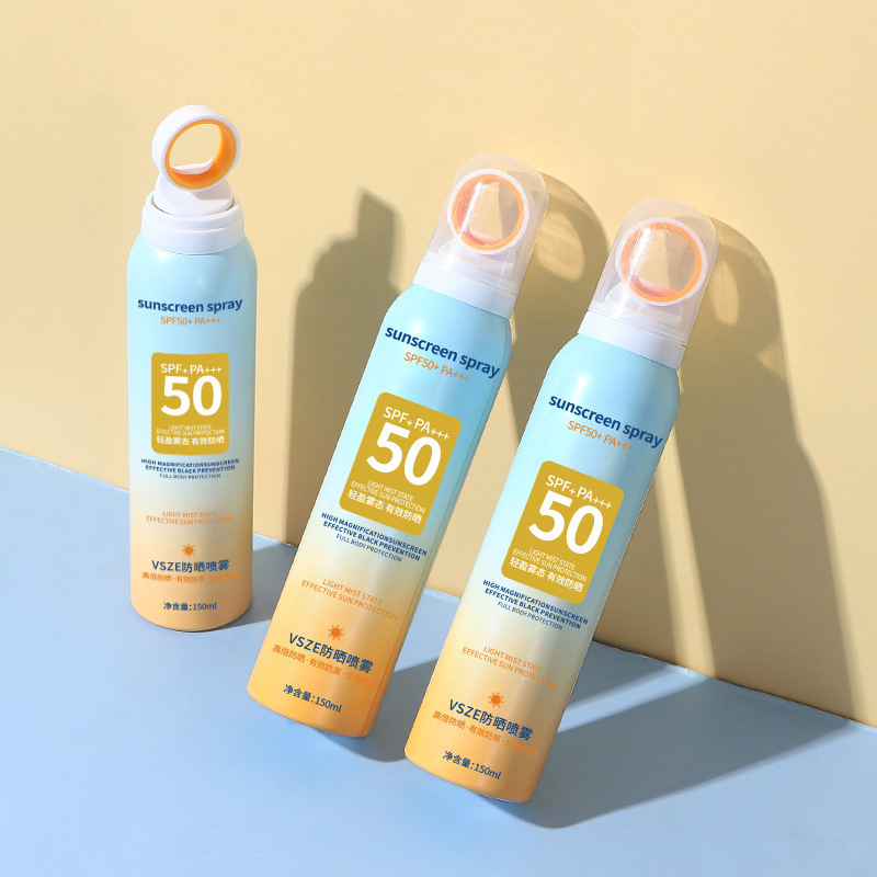 VSZE spray protector solar [azul amarillo] spray protector solar a prueba de agua de verano anti-transpiración anti-UV refrescante no grasa