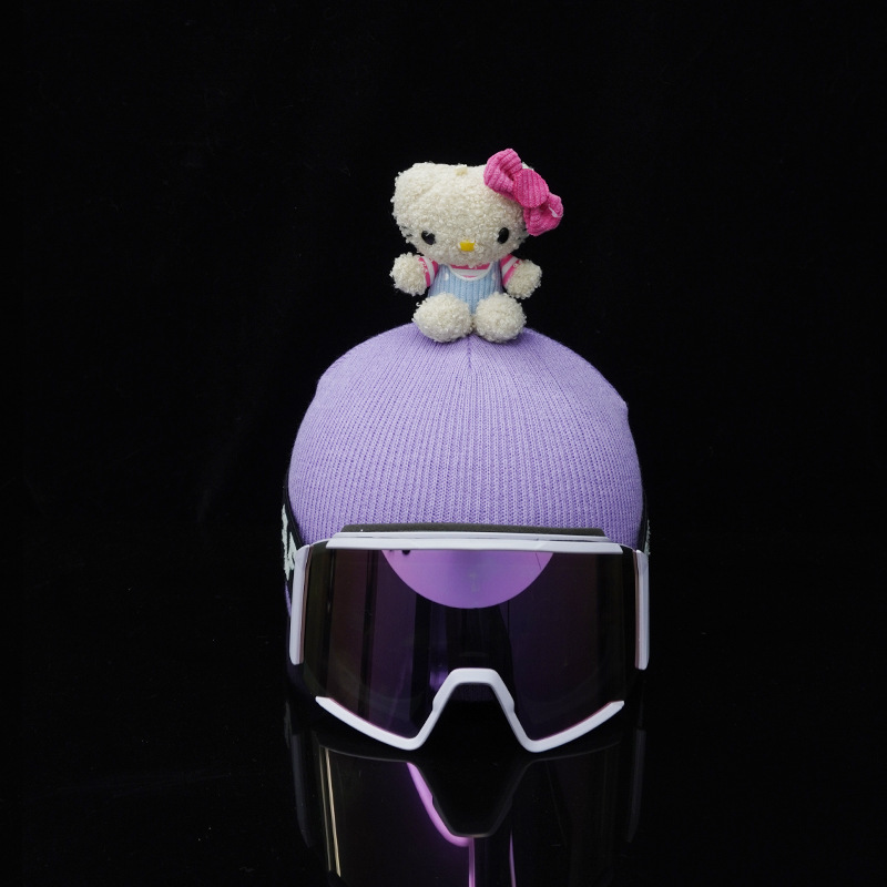 Cute Accessories Cartoon Blue Curly Hello Kitty Doll Ski Skating Helmet Snow Helmet Decoration Stylish and Cute