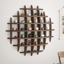 博古架挂墙实木现代简约茶具展示架多宝阁壁挂式中式茶架子置物架