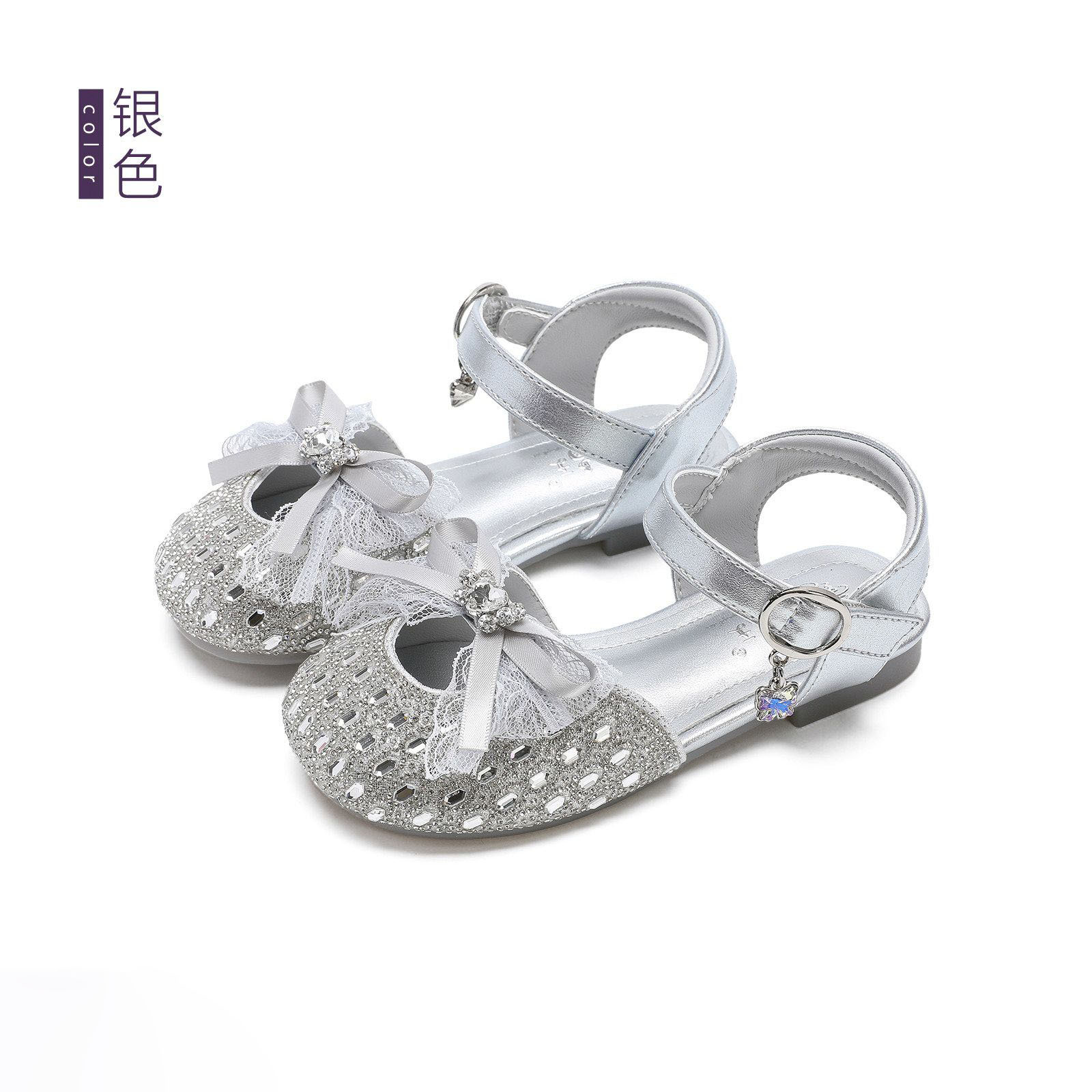 Zapatos casuales de moda para niñas versátiles verano 2026 nuevos zapatos de cristal de diamante de arco para niños zapatos de princesa huecos image 7