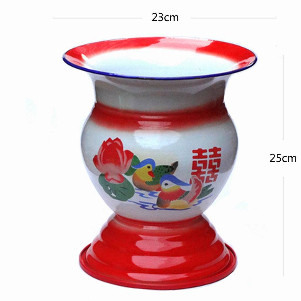 Enamel Tall Spittoon Urinal for Children and the Elderly, Old-Fashioned Thickened Anti-Slip Toilet Bucket