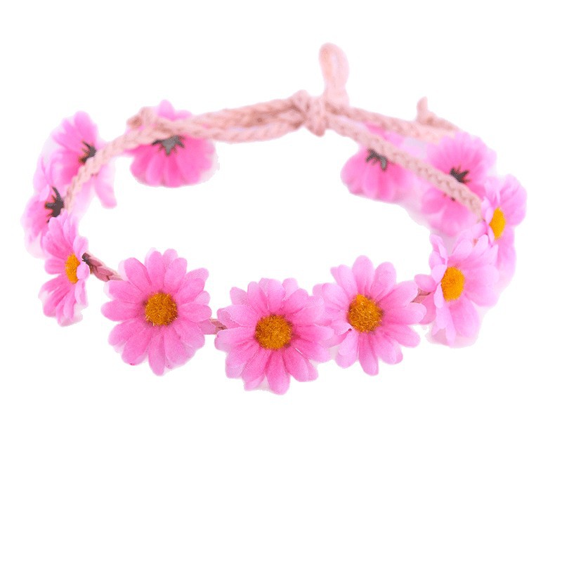 Las nuevas mujeres de la Margarita girasol Garland Seaside Beach flor tocado diadema tejida banda de pelo de la margarita