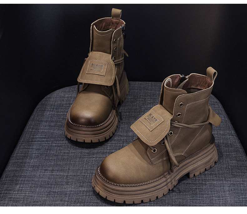 Boot Martin cổ ngắn nữ phong cách cổ điển đế dày đi du lịch leo núi — M2627 màu vàng một lớp lót trong, M2627 kaki một lớp bên trong chi tiết 20