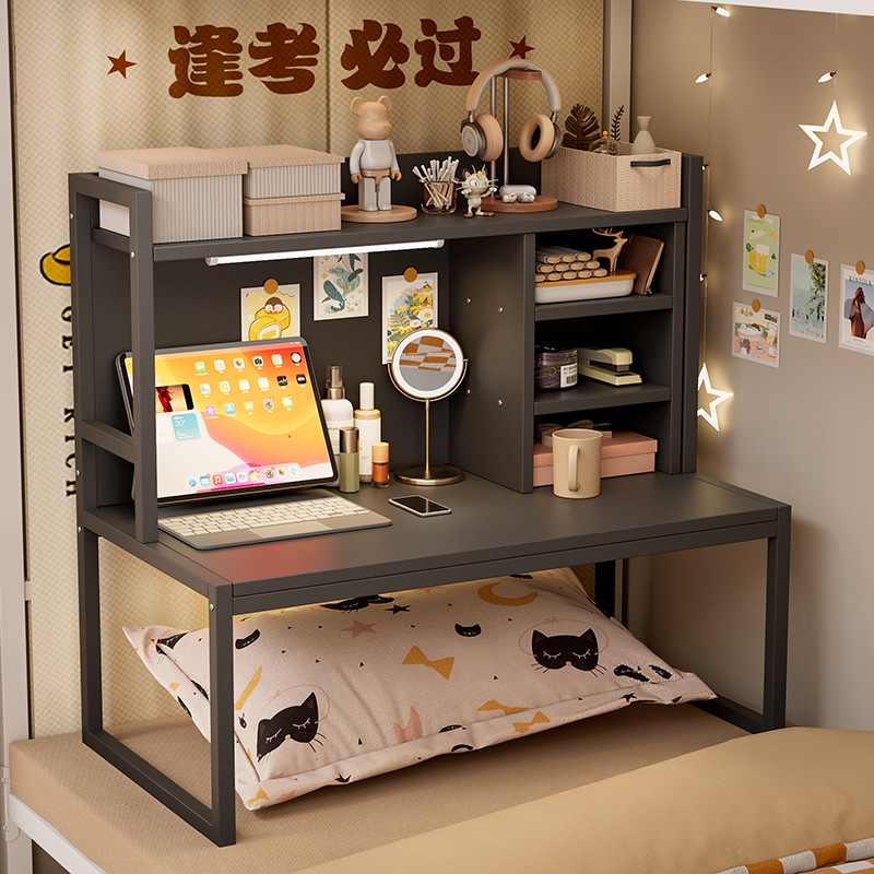 Bed Computer Desk for Students Lazy Desk Bookshelf Bunk Bed Dorm Room Gadget Steel Frame Bedside Laptop Table