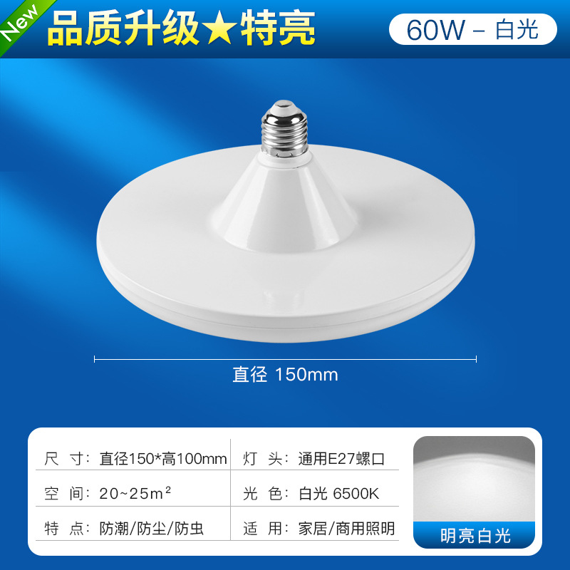 Bombilla LED transfronteriza de alta potencia, ultrabrillante, tipo UFO, luz blanca, para iluminación doméstica, con casquillo de rosca E27, lámpara de bajo consumo, venta al por mayor.