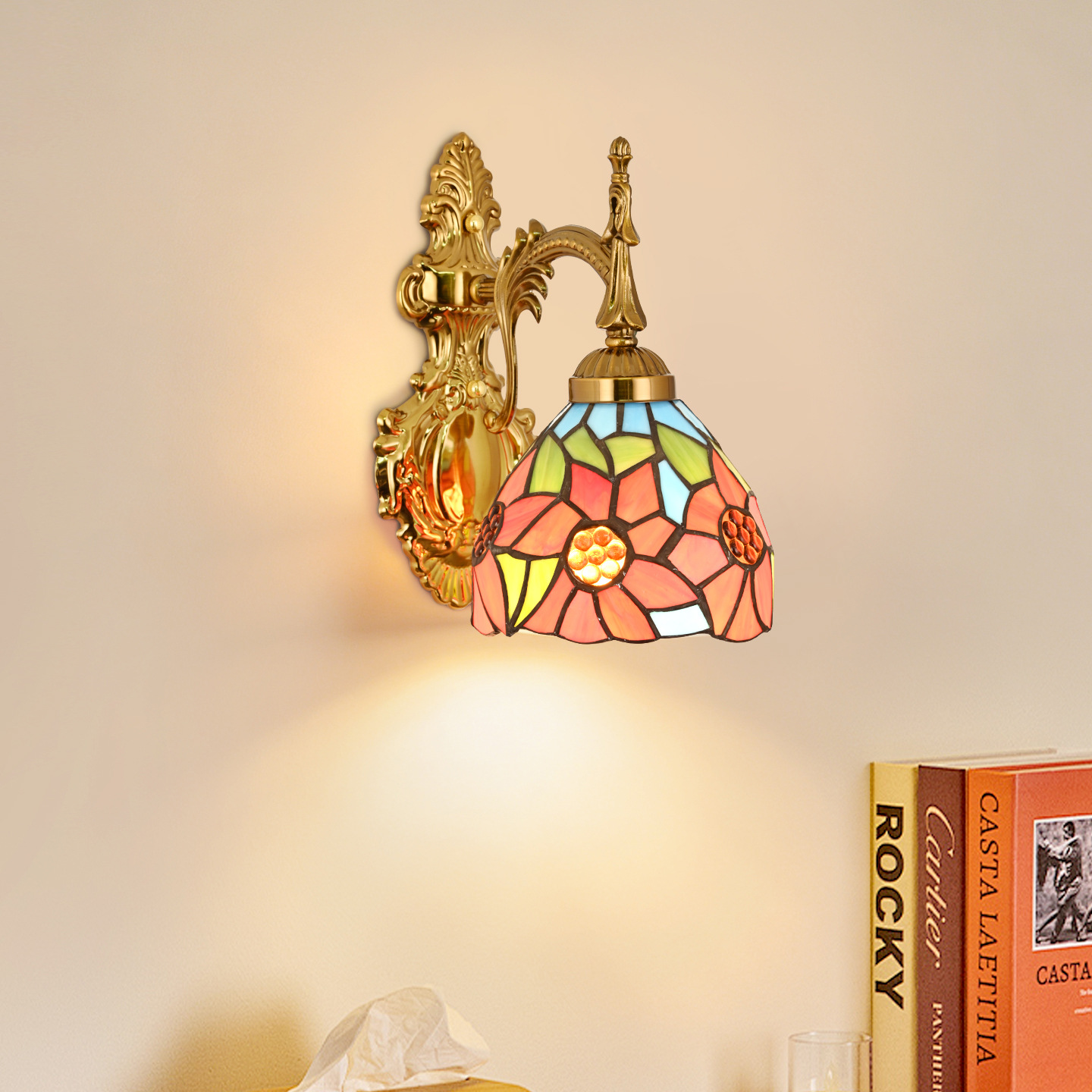 lámpara de pared de mosaico nórdica dormitorio cabecera lámpara de cama europea sala de estar TV lámpara de pared decoración de fondo L271