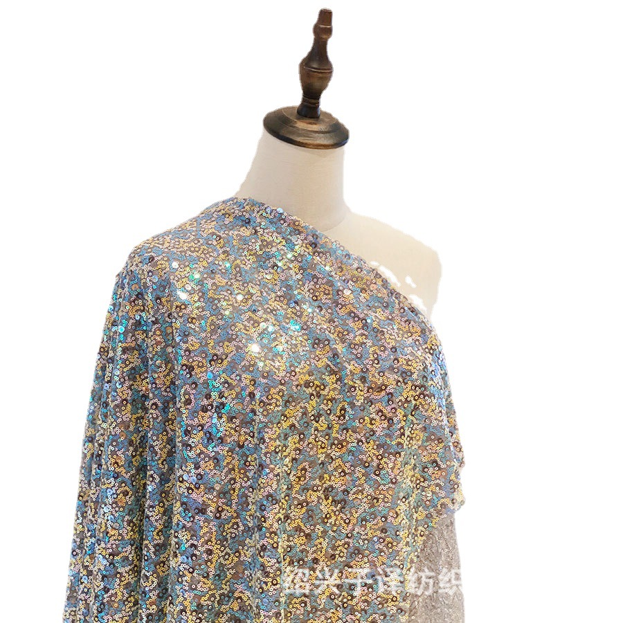 源头厂家 满版网布绣片 时尚舞台服装婚纱面料亮片珠片绣