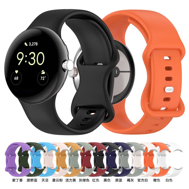 For Google Watch Pixel Watch3 Silicone Strap Butterfly Buckle Solid Color Watchband Watch3 Replacement Wristband