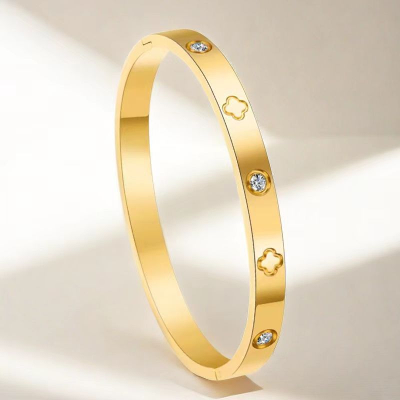 Pulsera de acero de titanio para niñas nicho de sentido de alto grado cielo estrellado no se desvanece Diamante-incrustado exquisito diamante ins estilo completo pulsera de diamantes