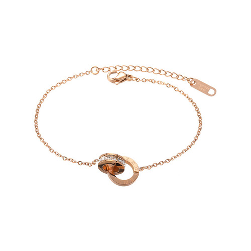 Japanese and Korean Roman bracelet titanium steel non-fading rose gold Roman numeral double ring bracelet ins personalized bracelet