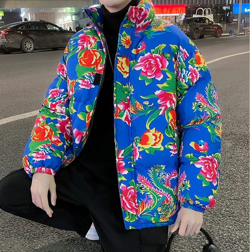 Chaqueta de algodón extragrande de alta calidad estilo chino del noreste, abrigo de invierno holgado y moderno para parejas con cuello alto, informal y a la moda para hombres y mujeres.