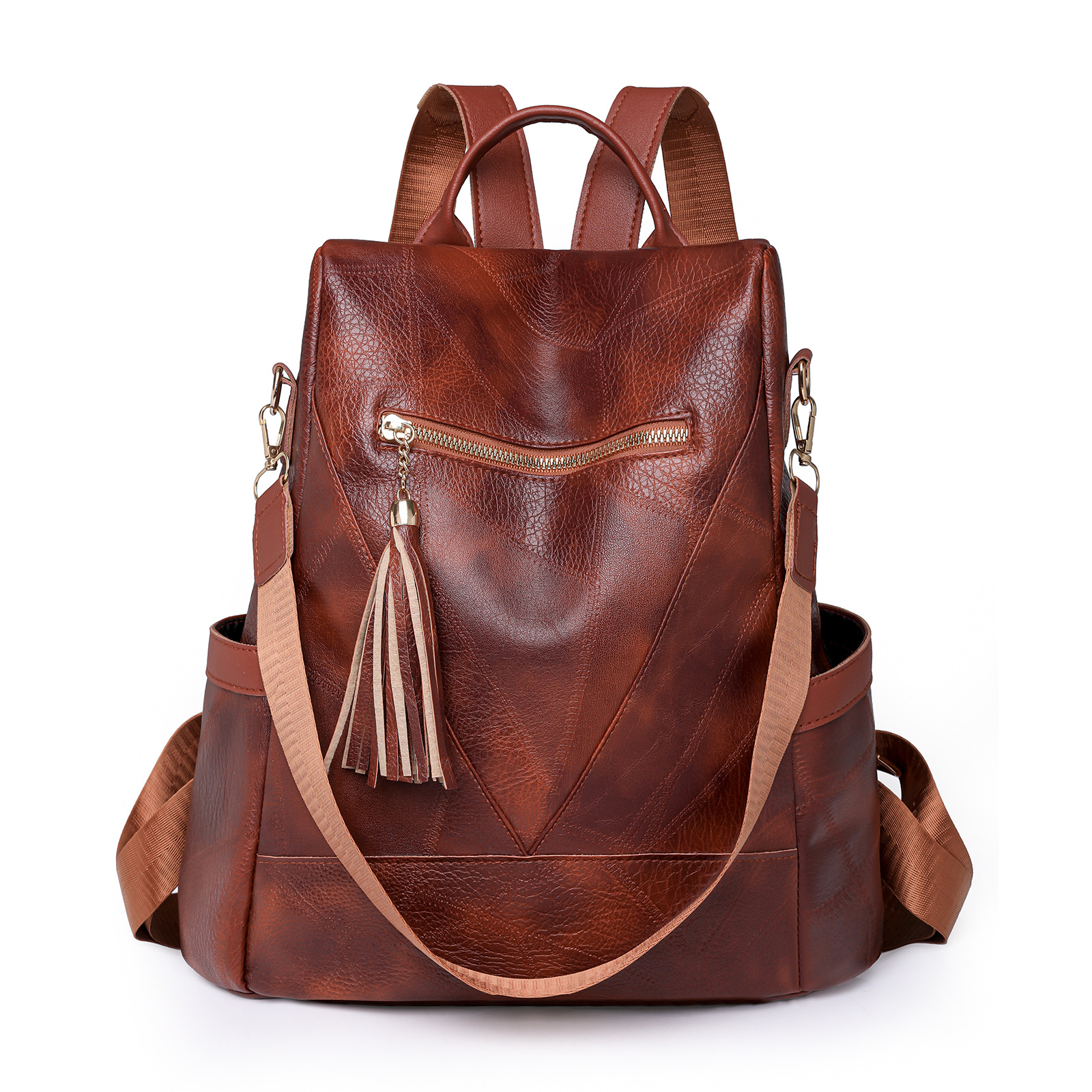 Comercio exterior al por mayor 2023 nuevo estilo retro damas mochila antirrobo moda borla mochila de viaje al aire libre de gran capacidad