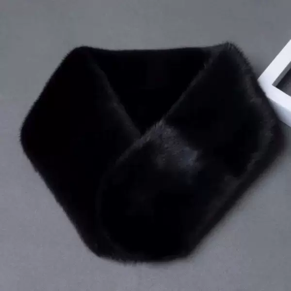Winter faux mink fur neck warmer for men and women, warm neck protector, solid color cross-style fur scarf