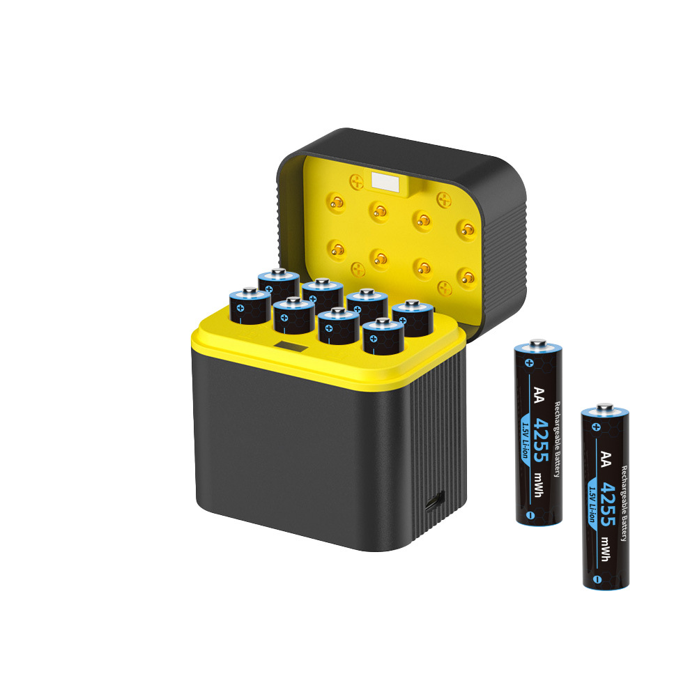 Cargador rápido Tipo-C para baterías AA 1.5V, diseño neutro, tapa protectora