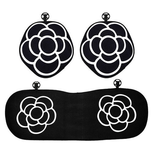 Cartoon Cute Car Camellia Seat Cushion Universal Headrest Lumbar Backrest Goddess Plush Seat Cover Seat Cushion All Seasons