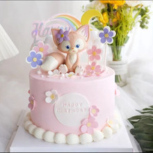 烘焙蛋糕装饰川沙妲己粉色小狐狸玲娜贝儿女生小仙女软陶插件摆件