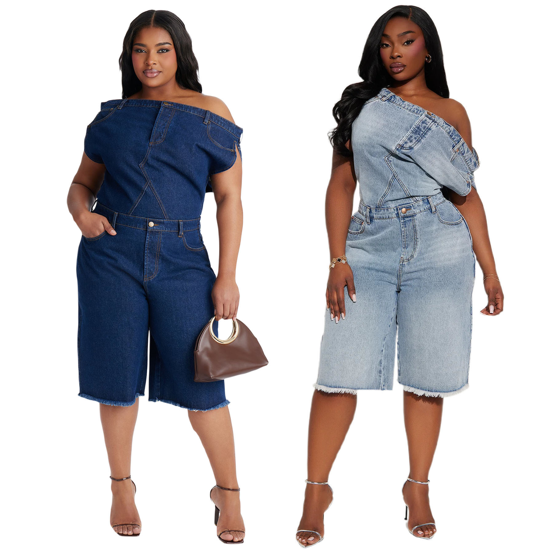 Women's Strapless Off-Shoulder Slim Fit Denim Jumpsuit Casual Fashion American Style New_ecoleips.com