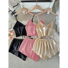 D 46153 Sexy Backs Satin Pajama Set �Ը�˯����װ �羳����