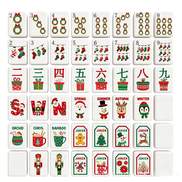 American-Style Mahjong Custom-Made with Color Printing, Uv Laser Engraving, Gift Mahjong with Personalized Corporate Logo, Cross-Border Export