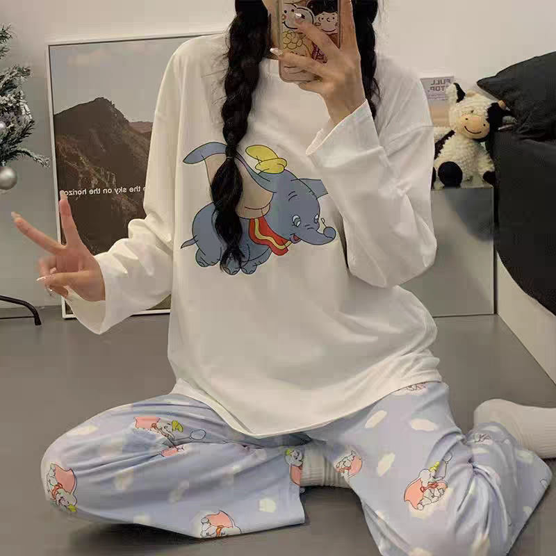 新款睡衣女秋季长袖长裤卡通薄款大码可爱少女款春夏季家居服套装|undefined