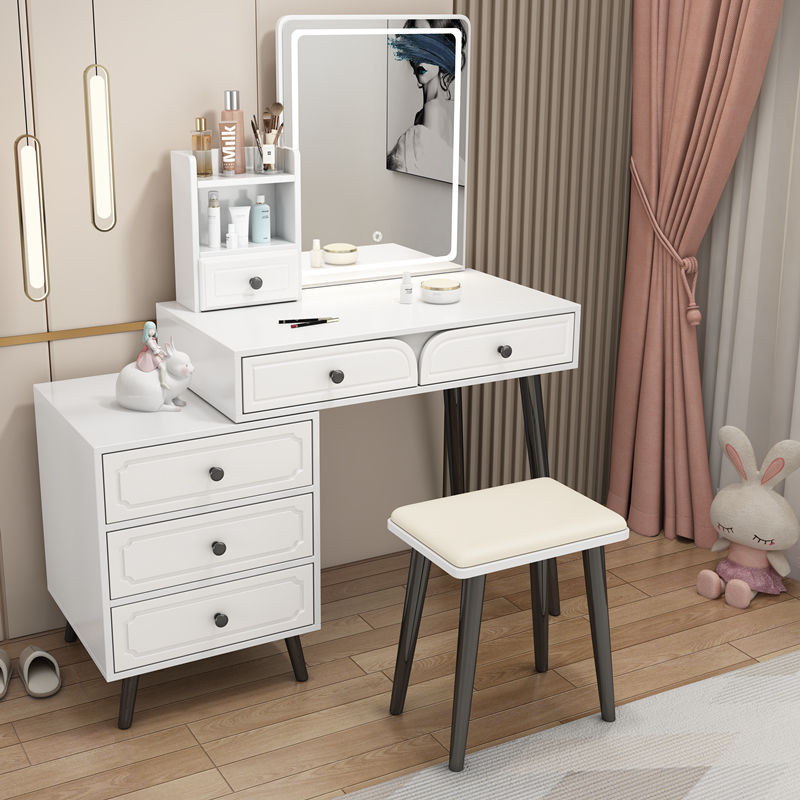 Nórdico blanco red red comedor dormitorio pequeño armario tabla plegable espejo escondido inteligente simple lámpara LED