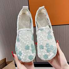 北京网纱夏季透气2025新款鞋女平底蕾丝豆豆渔夫仙女单鞋布鞋