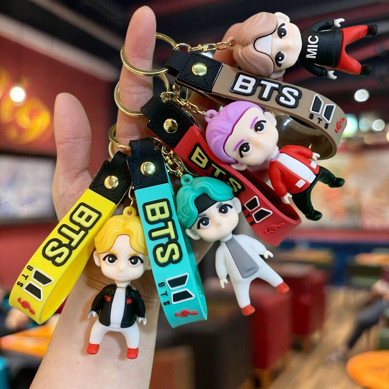 Popular Korean Bts Keychain Soft Rubber 3D Doll Student Backpack Pendant Wholesale
