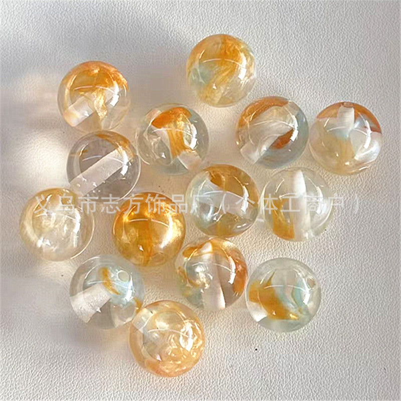 16mm树脂双色水雾晕染猫眼串珠diy串珠笔手机链钥匙扣车挂等配件|undefined