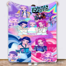 9月亚马逊爆款猎魔女团‌（HUNTR/X图案法兰绒毛毯  一件代发