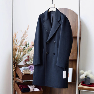 Men's Coat, Accessible Luxury Work Clothing 50% Alxa Cashmere Double-Sided Woolen Coat, Accessible Business Double-Breasted Jacket