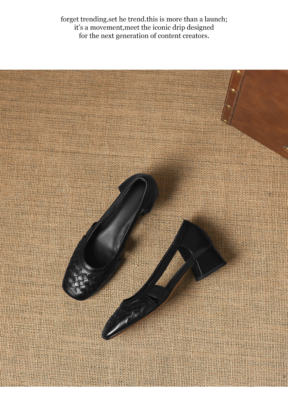 Giày sandal nữ mũi vuông gót thấp 3 cm, da cừu, hở mũi, phong cách thời trang — đen chi tiết 18