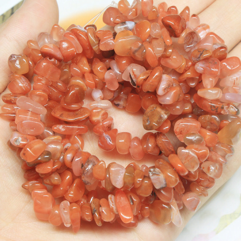 Natural water red agate crystal gravel beads with holes irregular loose beads semi-finished bracelet necklace diy accessories Natural water red agate crystal gravel beads with holes irregular loose beads semi-finished bracelet necklace diy accessories