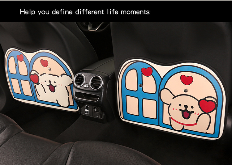 Window Dog-Shaped Anti-Kick Pad, Cute Cartoon Chair Back Anti-Kick Pad for Women, Car Seat Anti-Dirt Pad, Line Drawing Dog Design
