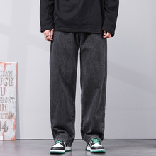 韩路日系男装2023春夏新款纯色牛仔裤男水洗宽松直筒裤子男潮流