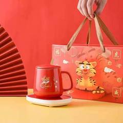 55度恆溫 暖暖杯 加熱牛奶杯套裝廠 批發活動禮品陶瓷杯自動加熱