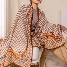 秋季新款棉麻围巾女秋冬季保暖丝巾字母薄款春秋披肩跨境爆款头巾