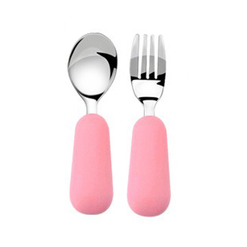 핑크(스테인리스 실리콘 스푼과 포크)