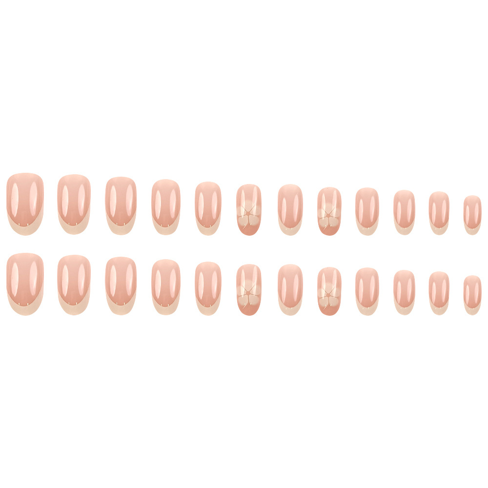 24 piezas de armadura de estilo explosivo transfronterizo simple puro parche de uñas francés desmontable para uñas de mujer