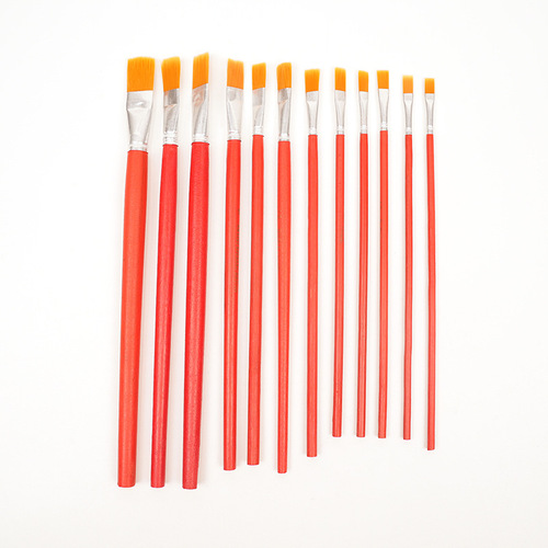 Single red rod nylon hair brush gouache watercolor oil painting acrylic painting pen set of 12 lipstick grinding brushes