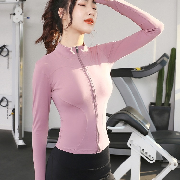 Sports sun protection Jacket Women's quick-drying tights zipper cardigan running yoga long sleeve workout clothes summer ins style