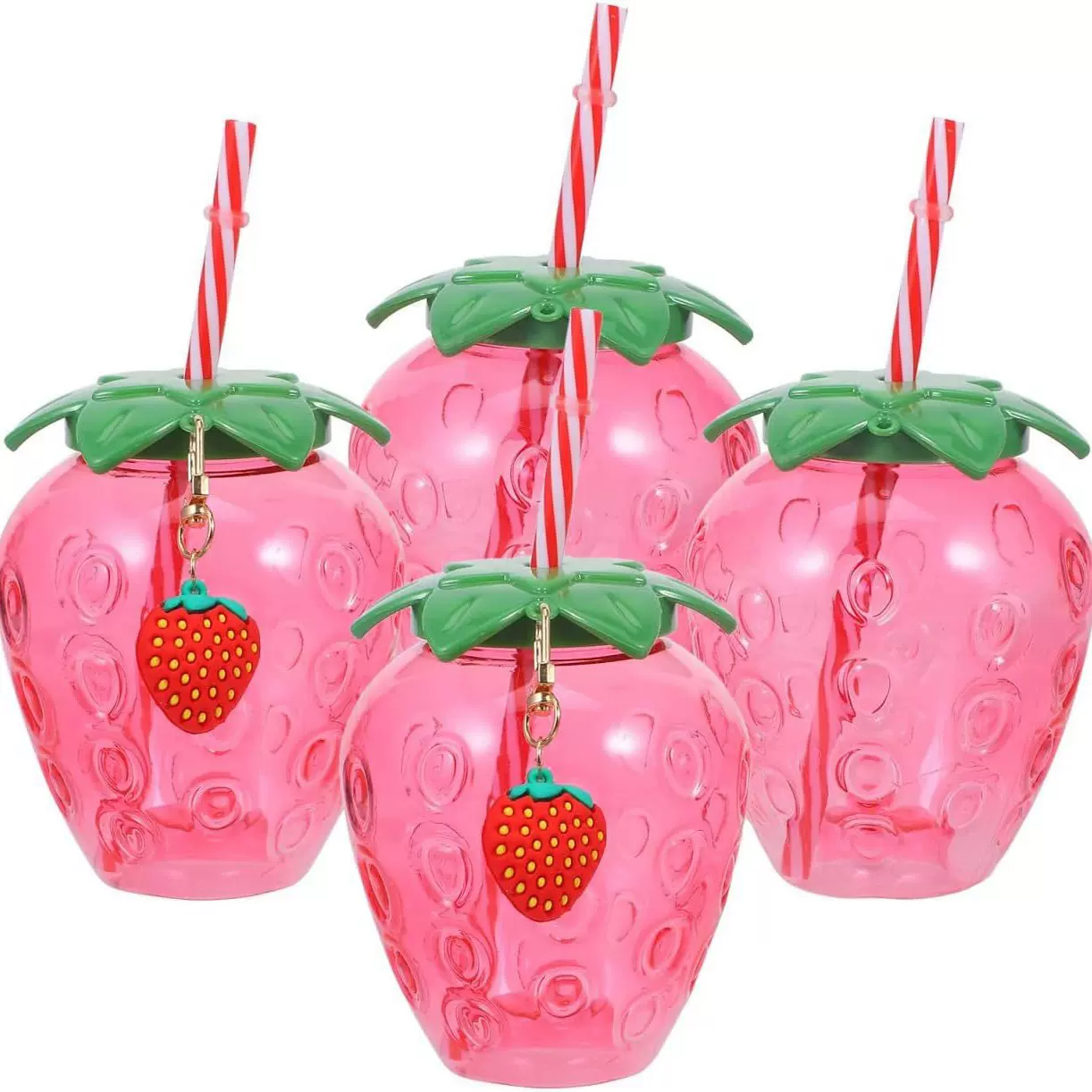 夏季网红草莓塑料吸管杯儿童可爱奶茶杯子高颜值大容量吸管杯批发