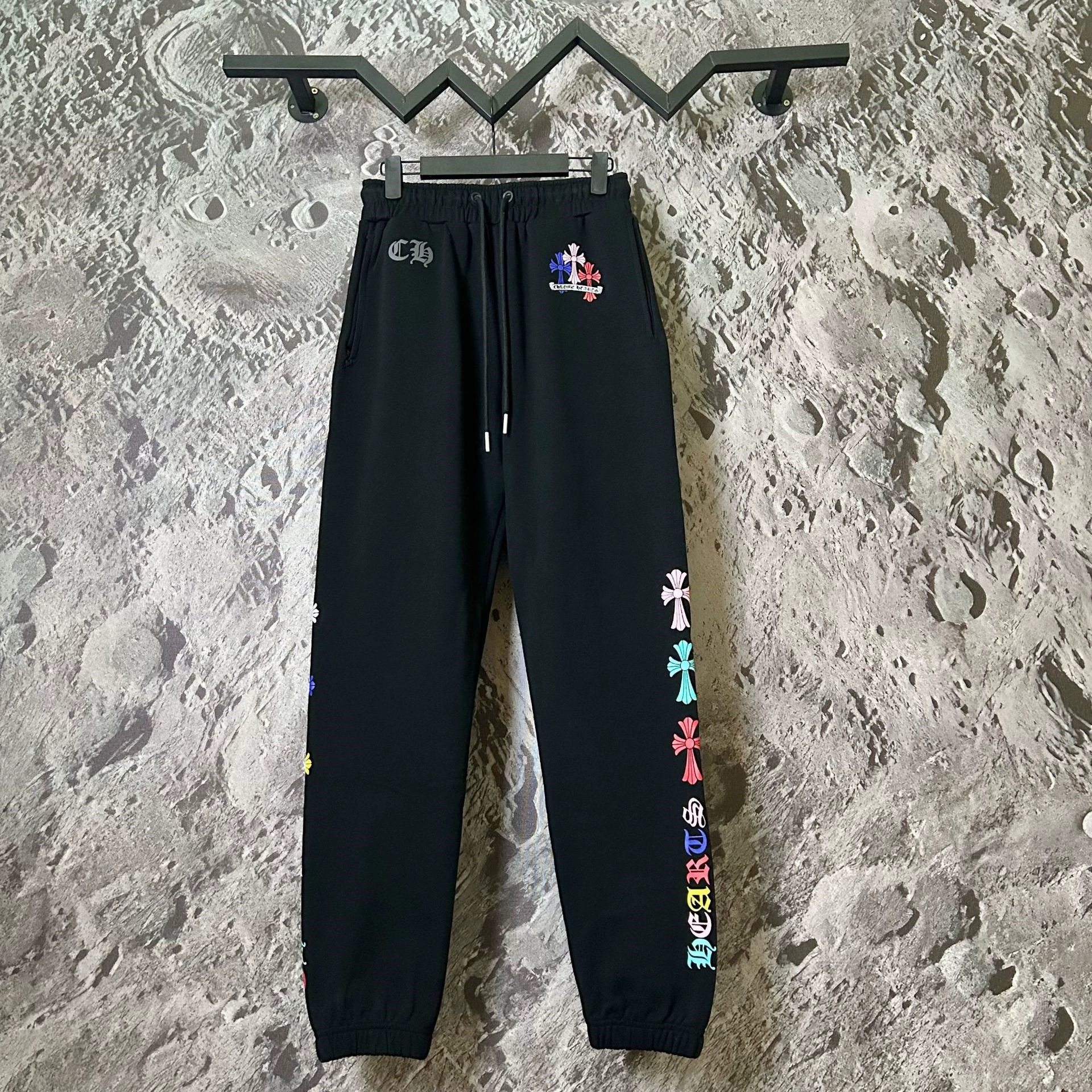 24 Хорватия Chrome Hearts Меш Арм Крест Печать Пара Длинный рукав Т-шirt рукав штаны Хип-хоп