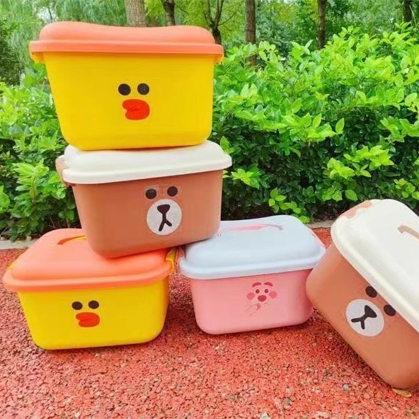 thickened storage box with lid children‘s cartoon toy snack finishing box storage box portable household multi-color storage box