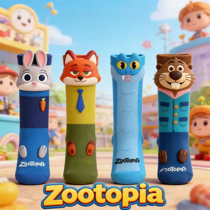 Children's Socks Zootopia Judy Nick Student Middle and Large Kids Autumn and Winter Cartoon Anime Mid-Tube Versatile Cotton Socks Children's Socks Zootopia Judy Nick Student Middle and Large Kids Autumn and Winter Cartoon Anime Mid-Tube Versatile Cotton Socks