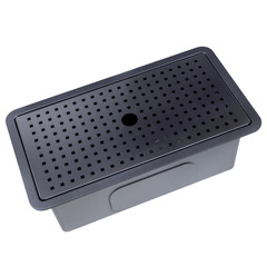 納米黑金剛304不鏽鋼水槽帶瀝水網蓋板吧檯單槽開放空間茶吧檯盆