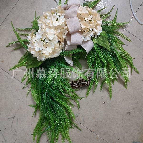 2025年秋季春香槟绣球柳叶花环跨境亚马逊Fall Hydrangea Wreaths|undefined